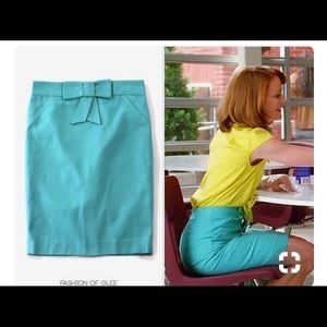 J. Crew green pencil skirt w/bow - seen on glee